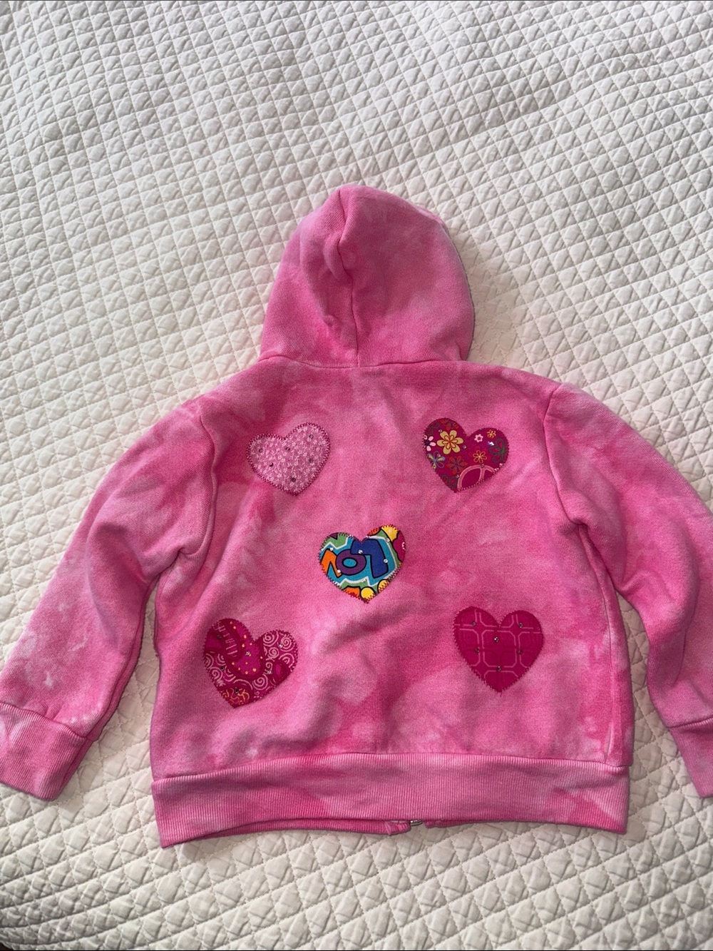 Rock & Candy Pink Hoodie with Multicolor Heart Appliqués